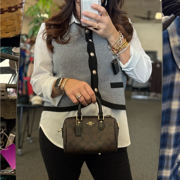 NWT Coach Signature Brown and Black Satchel Crossbody Bag - Picture 4 of 4